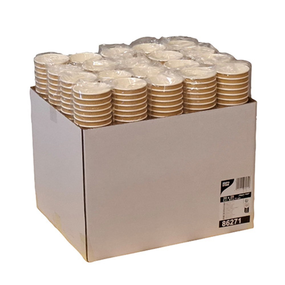 25 Trinkbecher, Pappe 0,3 l Ø 9 cm · 11 cm natur Ripple Wall
