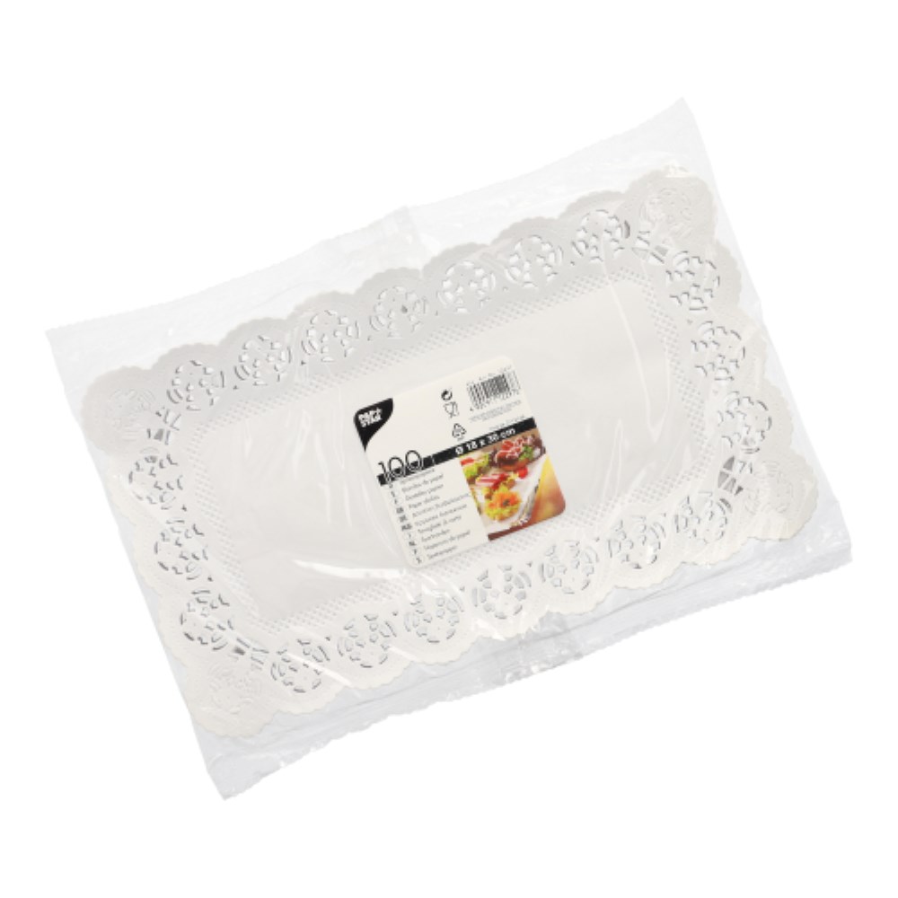 100 Spitzenpapiere eckig 30 cm x 18 cm weiss