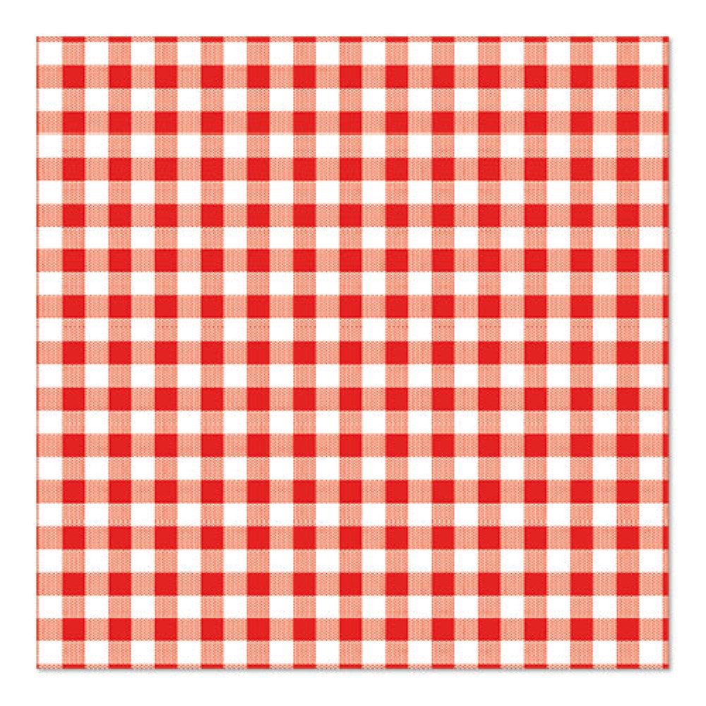 30 Servietten, 3-lagig 1/4-Falz 33 cm x 33 cm rot "Vichy Karo"
