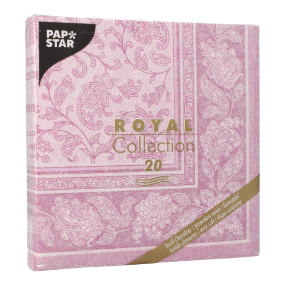 20 Servietten "ROYAL Collection" 1/4-Falz 40 cm x 40 cm lila "Ornaments"