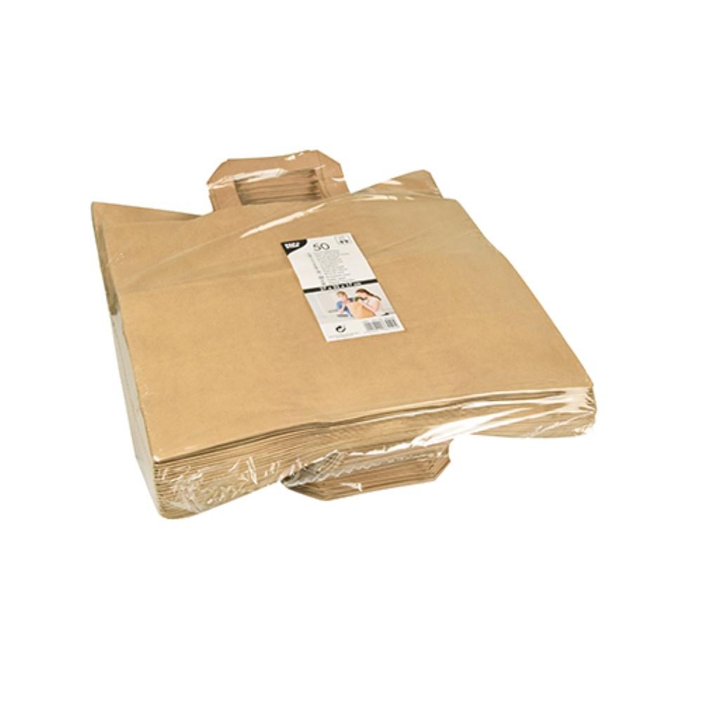 50 Tragetaschen, Papier 27 cm x 32 cm x 17 cm braun mit Tragegriff