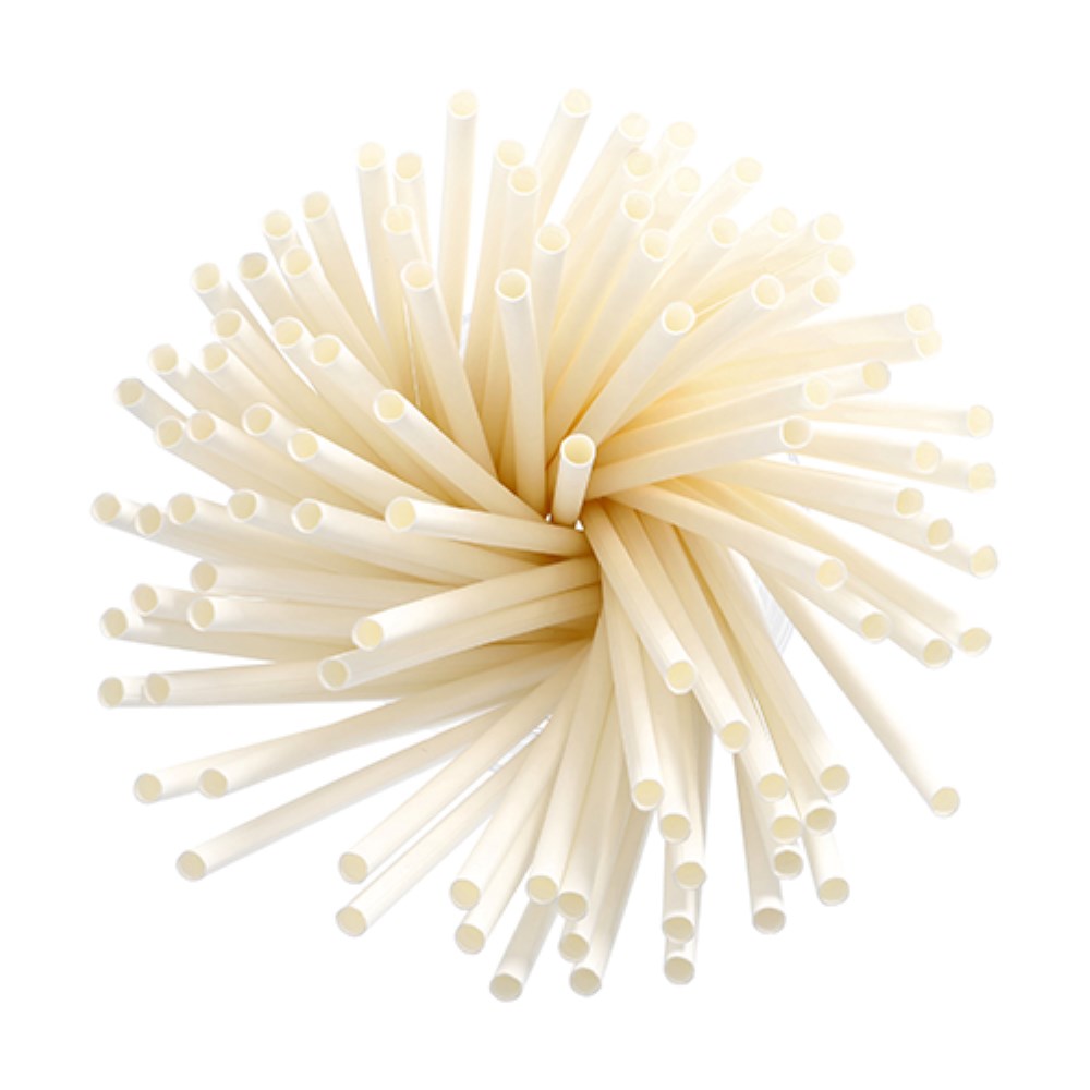 100 Trinkhalme, Papier Ø 6 mm · 20 cm weiss