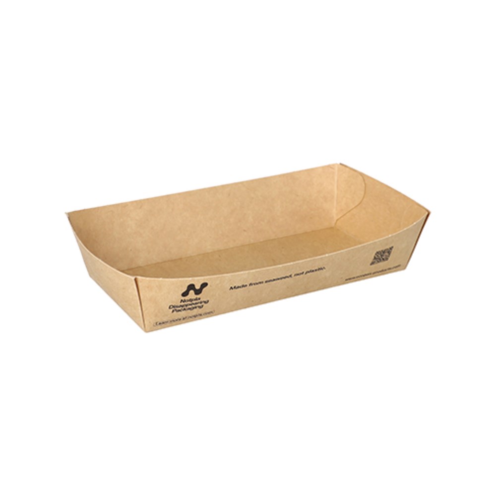 90 Snacktrays, Pappe "NOTPLA" 3,5 cm x 7 cm x 15 cm braun