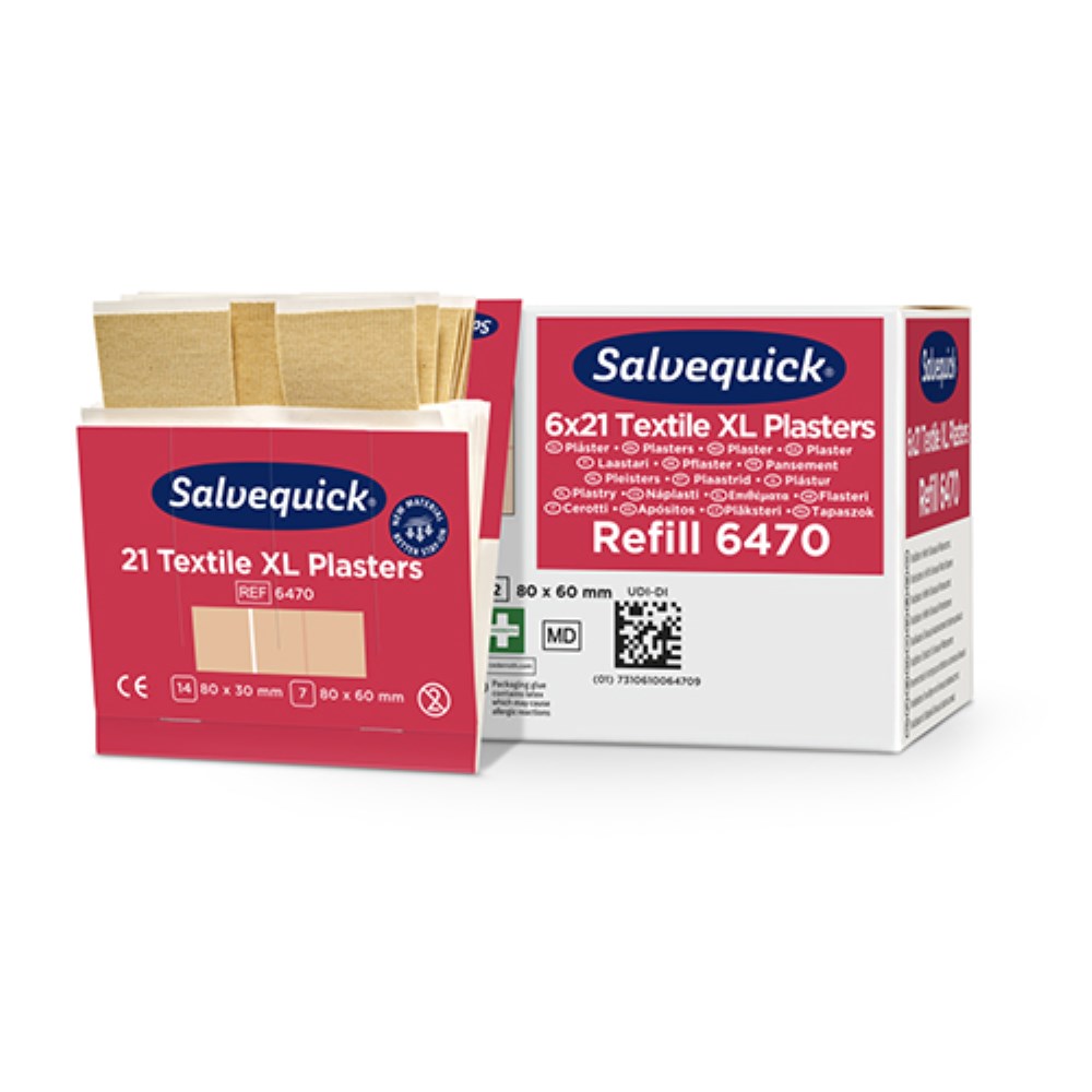 6 Set "Cederroth" Salvequick Textil Pflaster XL (21 Stück) braun , Refill