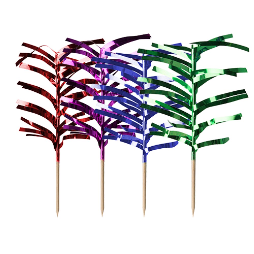 144 Deko-Picker 12 cm farbig sortiert "Palmblätter"