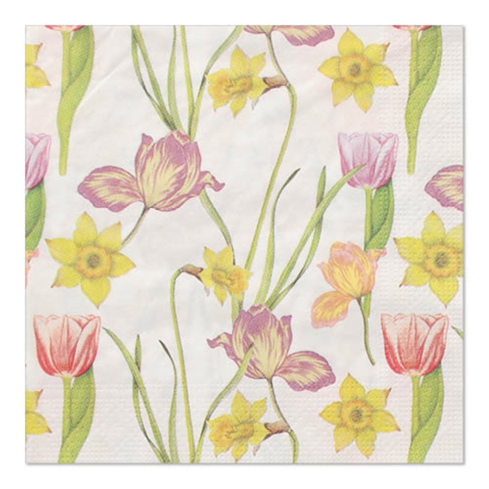 20 Servietten, 3-lagig 1/4-Falz 33 cm x 33 cm "Varblommor"