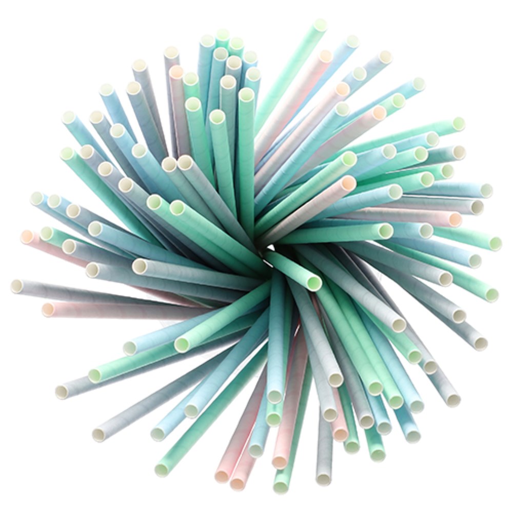 200 Trinkhalme, Papier Ø 6 mm · 21 cm farbig sortiert