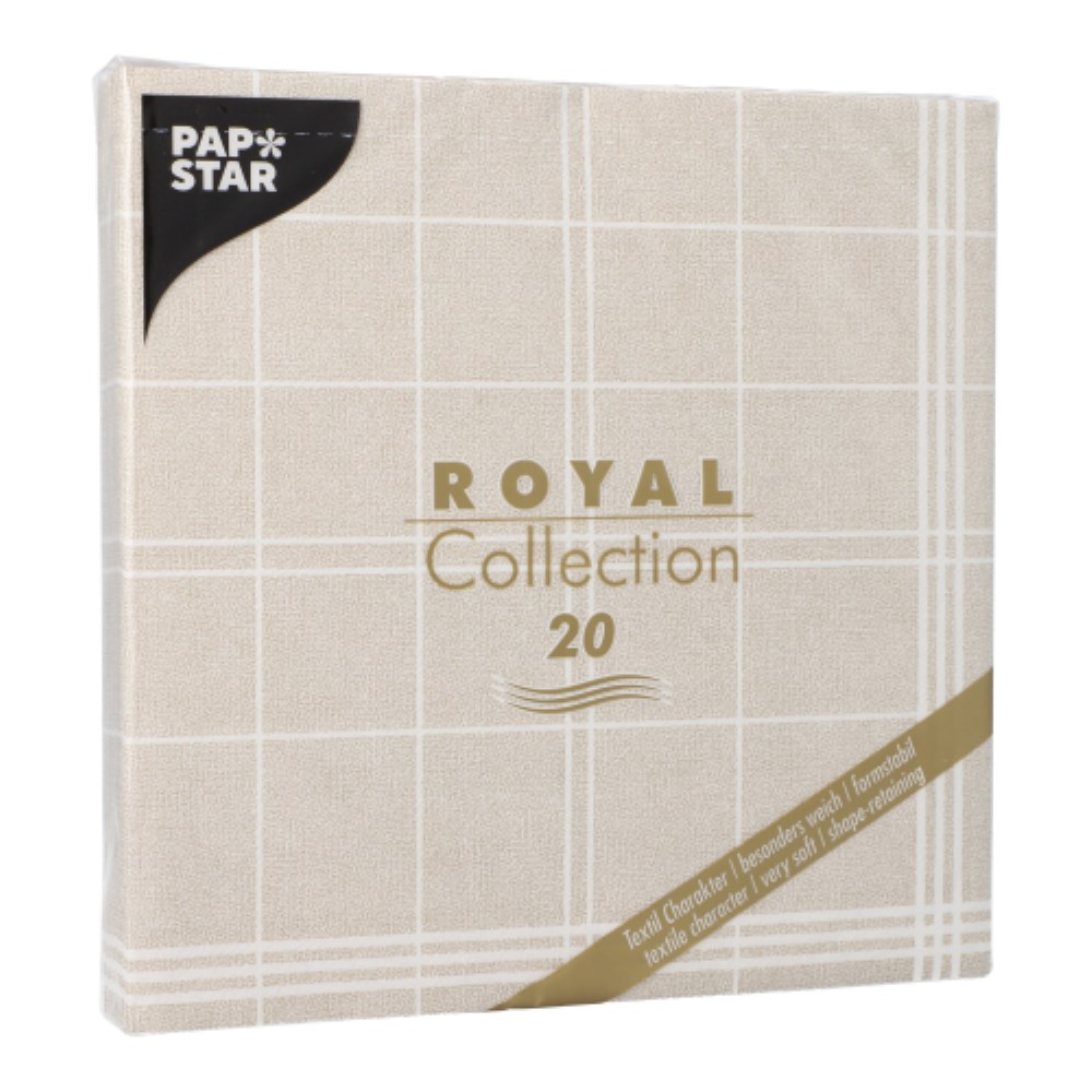 20 Servietten "ROYAL Collection" 1/4-Falz 40 cm x 40 cm sand "Kitchen Craft"