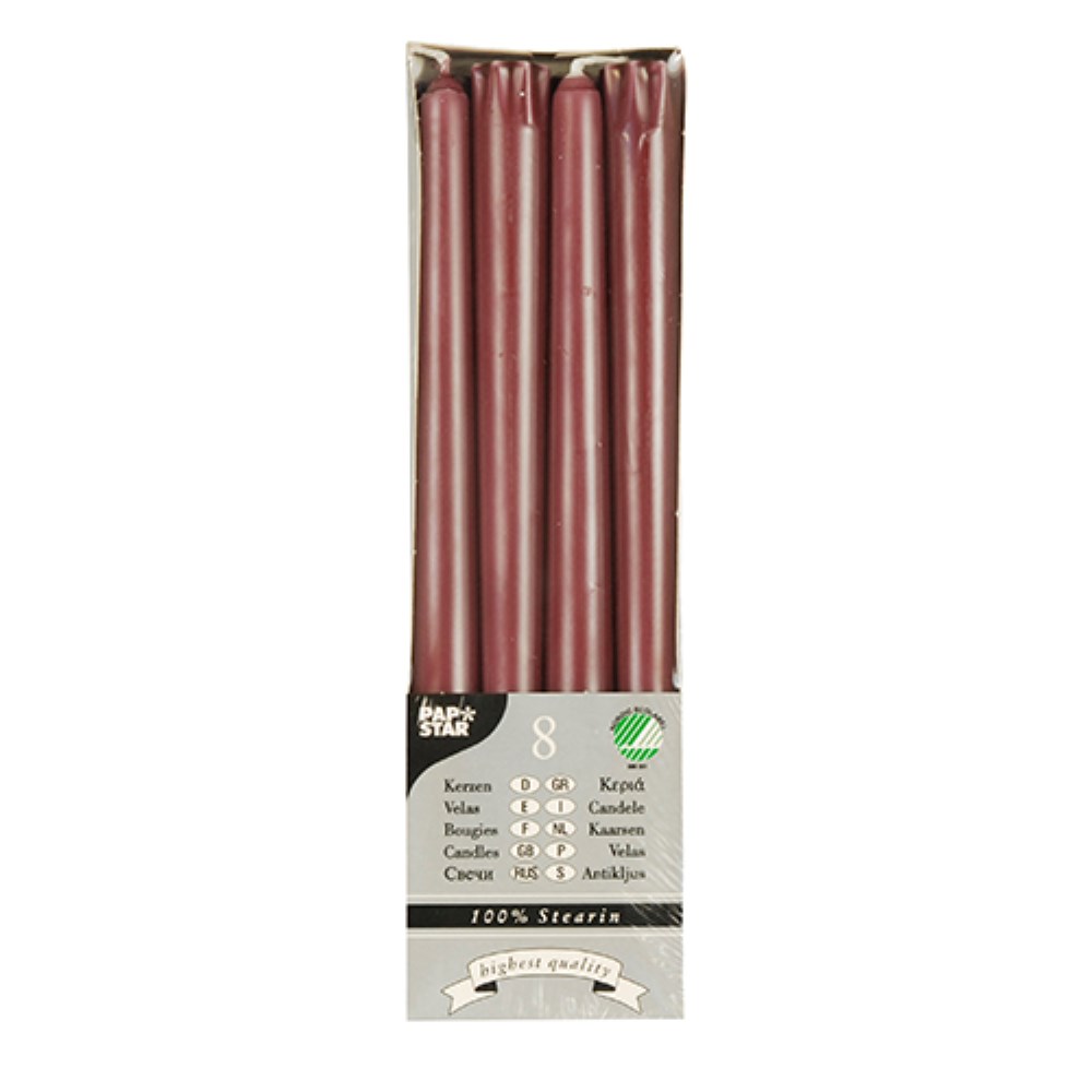 8 Leuchterkerzen Ø 2,2 cm · 25 cm rost aus 100 % Stearin