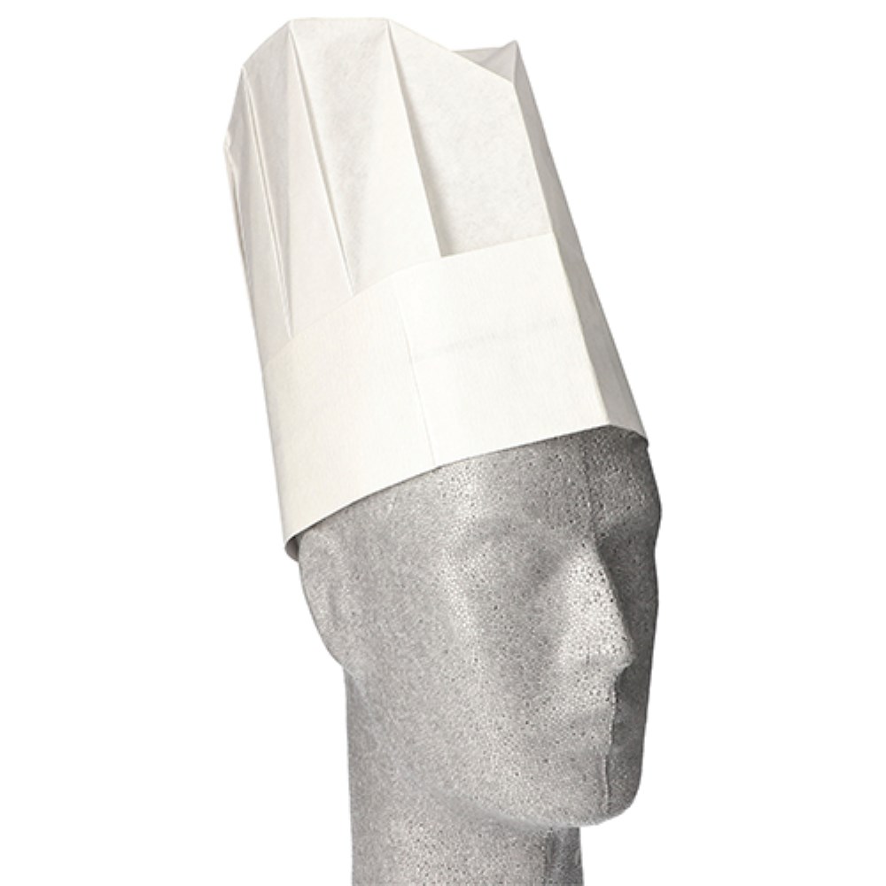 10 "WORK-INN/-PS" Kochmützen, Krepp 23 cm x 27,7 cm weiss "Provence" Größenverstellbar