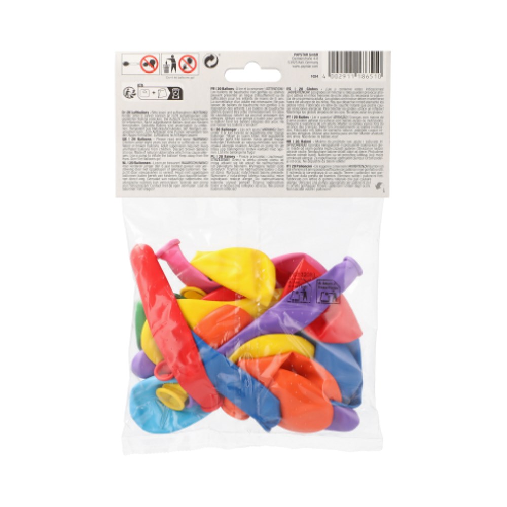 20 Luftballons farbig sortiert "verschiedene Formen"