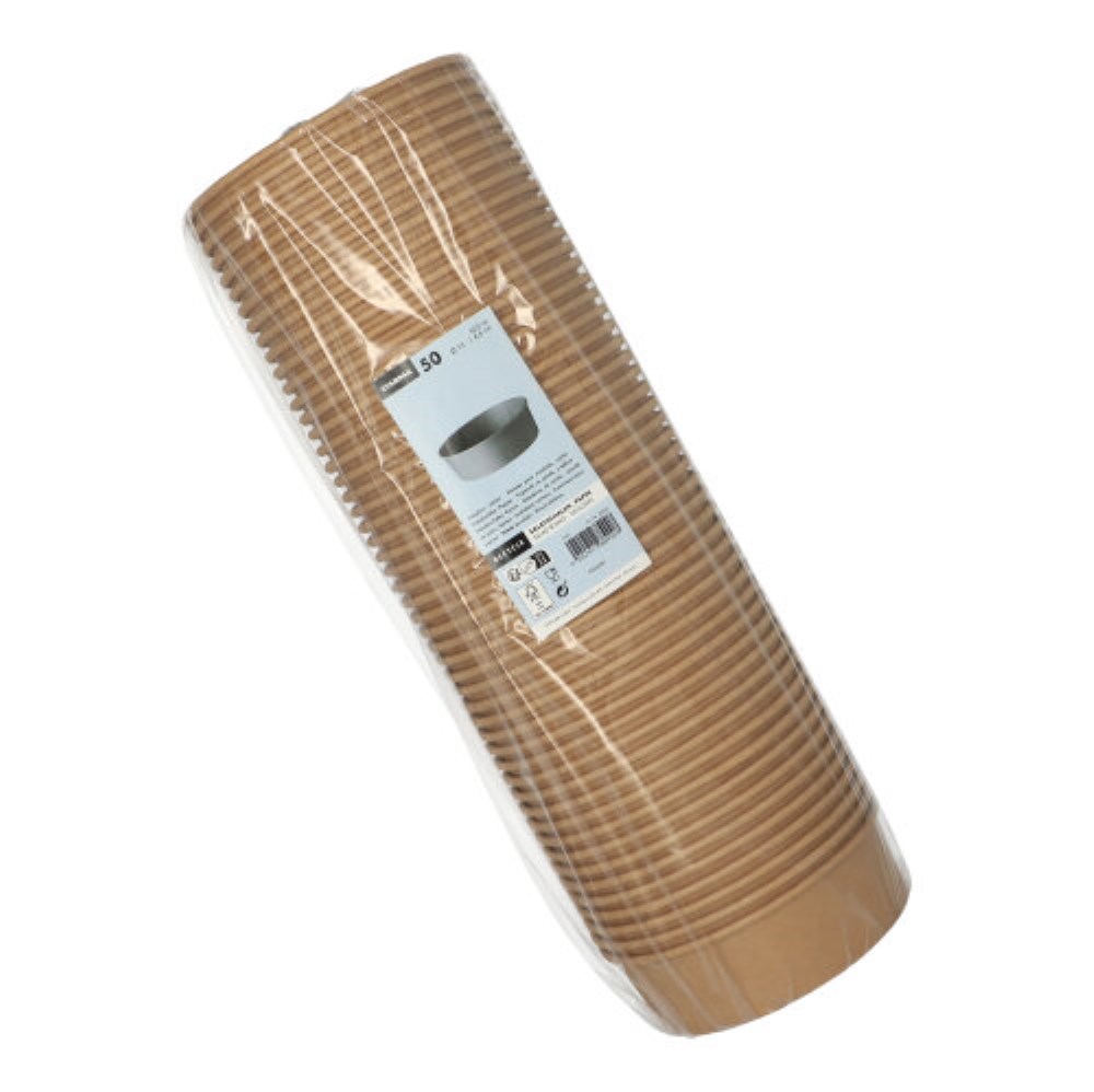 50 Salatschalen, Pappe rund 500 ml Ø 15 cm · 4,6 cm braun