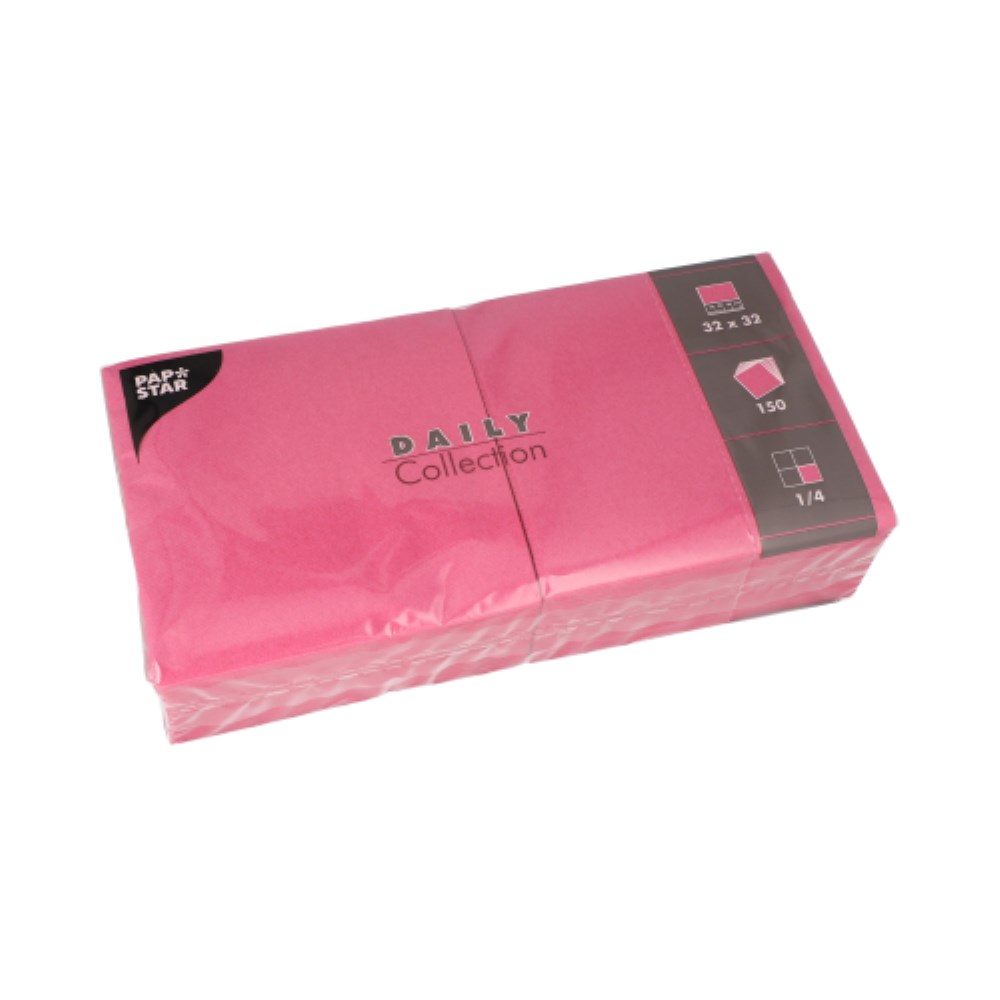 150 Servietten "DAILY Collection" 1/4-Falz 32 cm x 32 cm fuchsia