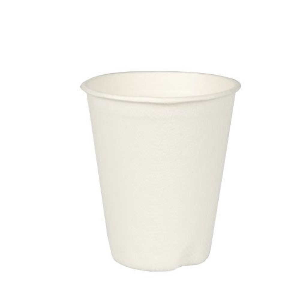 40 Trinkbecher, Zuckerrohr "pure" 0,2 l Ø 8 cm · 9,1 cm weiss für Heißgetränke