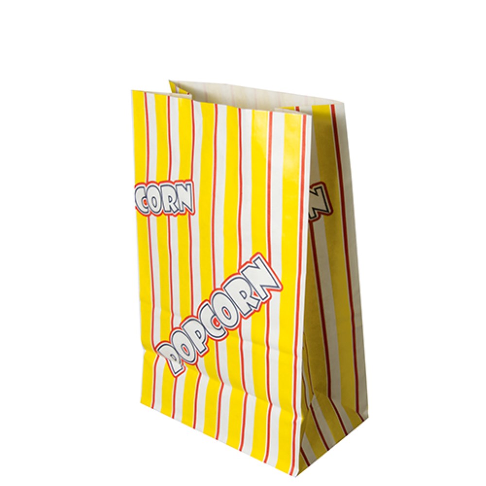 100 Popcorn Tüten, Pergament-Ersatz 2,5 l 22 cm x 14 cm x 8 cm "Popcorn" fettdicht