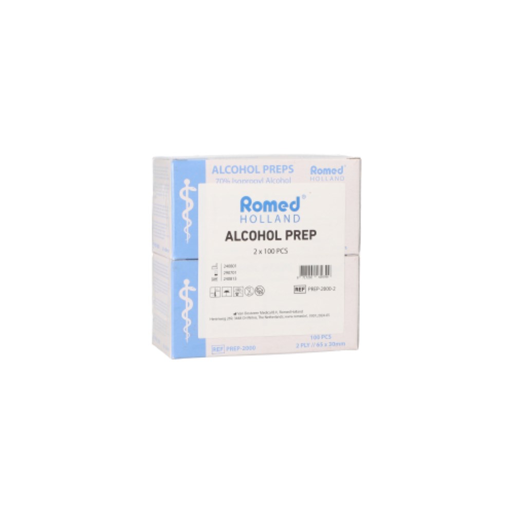 200 "Romed" Alkoholtupfer 65 mm x 30 mm weiss (2 x 100)