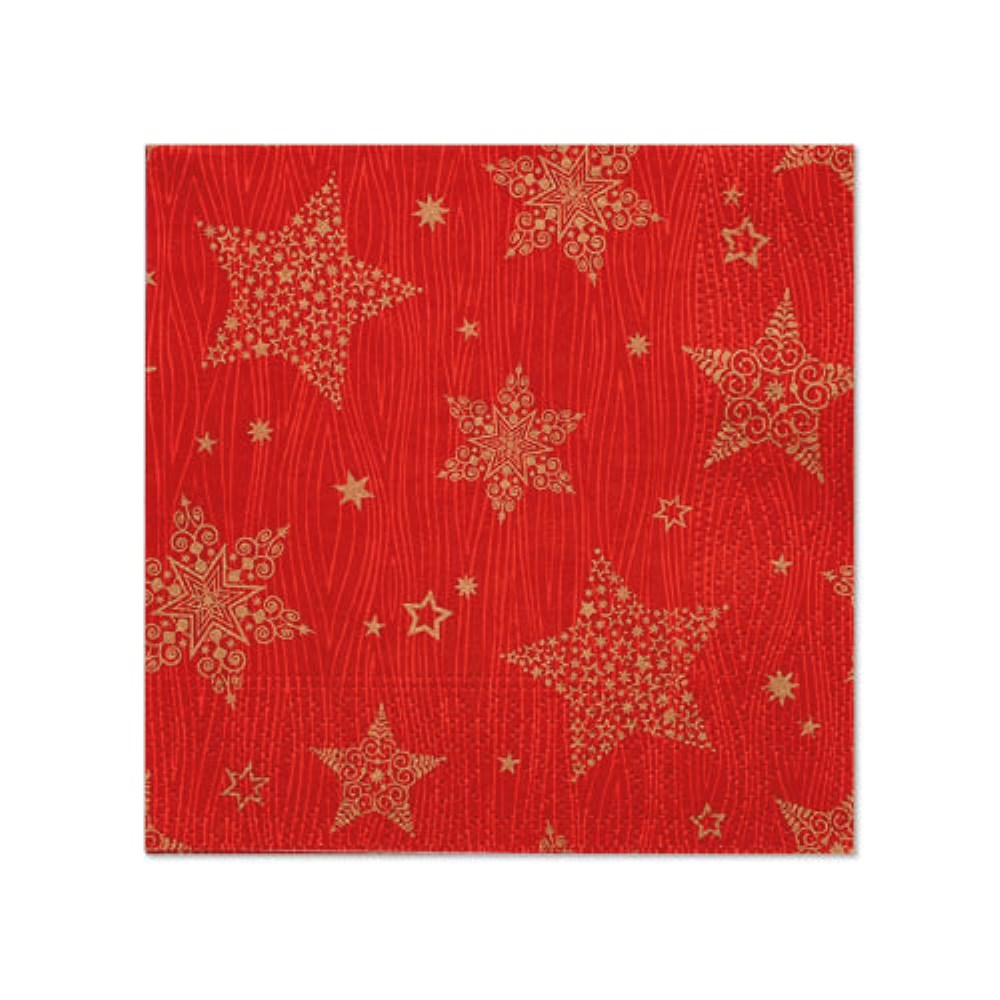 20 Servietten, 3-lagig 1/4-Falz 25 cm x 25 cm rot "Christmas Shine"