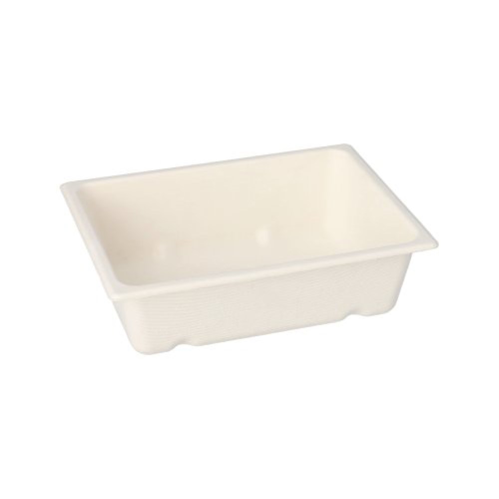 Gastronorm-Behälter GN 1/8 Zuckerrohr, PLA beschichtet eckig 4,7 cm x 16,5 cm x 12,3 cm weiss