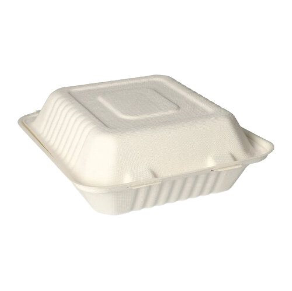 25 Menüboxen, Zuckerrohr "pure" 3-geteilt 7,7 cm x 20 cm x 22 cm weiss
