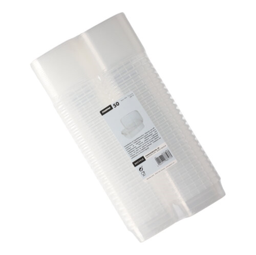 50 Feinkostbecher, PP eckig 200 ml 3,5 cm x 8,6 cm x 10,9 cm transparent mit Originalitätsverschluss 50 Feinkostbecher, PP eckig 200 ml 3,5 cm x 8,6 cm x 10,9 cm transparent mit Originalitätsverschluss