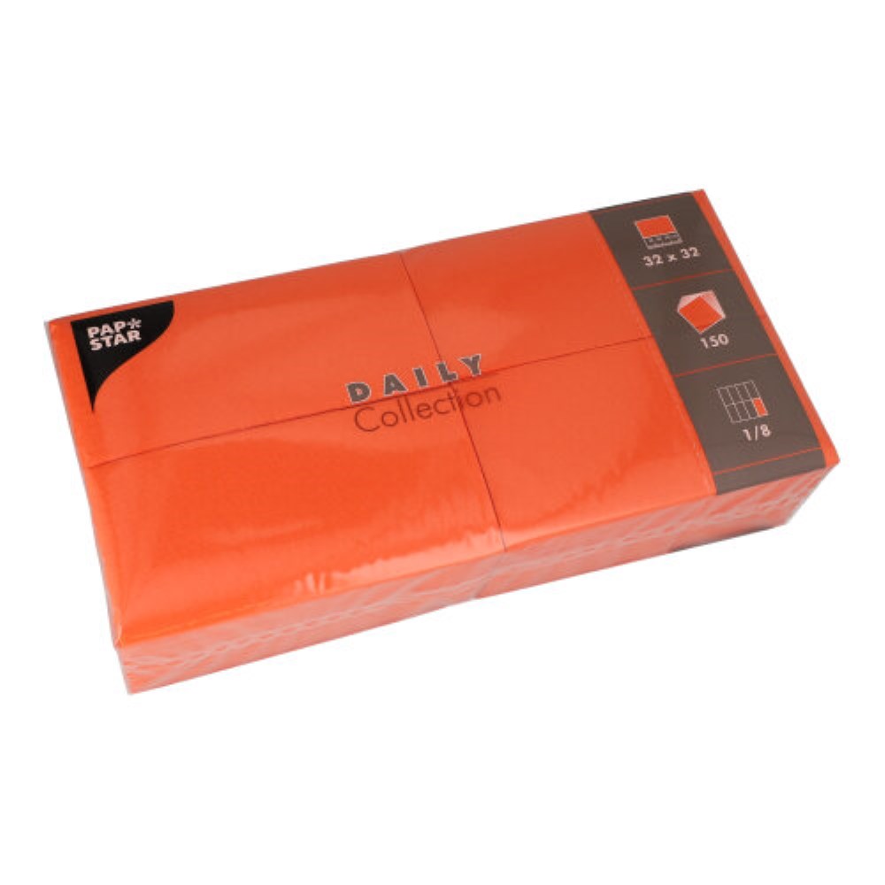 150 Servietten "DAILY Collection" 1/8-Falz 32 cm x 32 cm nektarine