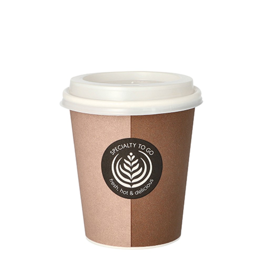 10 Trinkbecher, Pappe mit Deckel, PS "To Go" 0,2 l Ø 8 cm · 9,1 cm