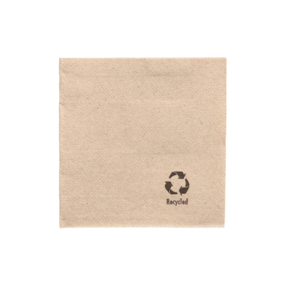 100 Servietten, 2-lagig "PUNTO" 1/4-Falz 20 cm x 20 cm natur aus recyceltem Papier, in Spenderbox