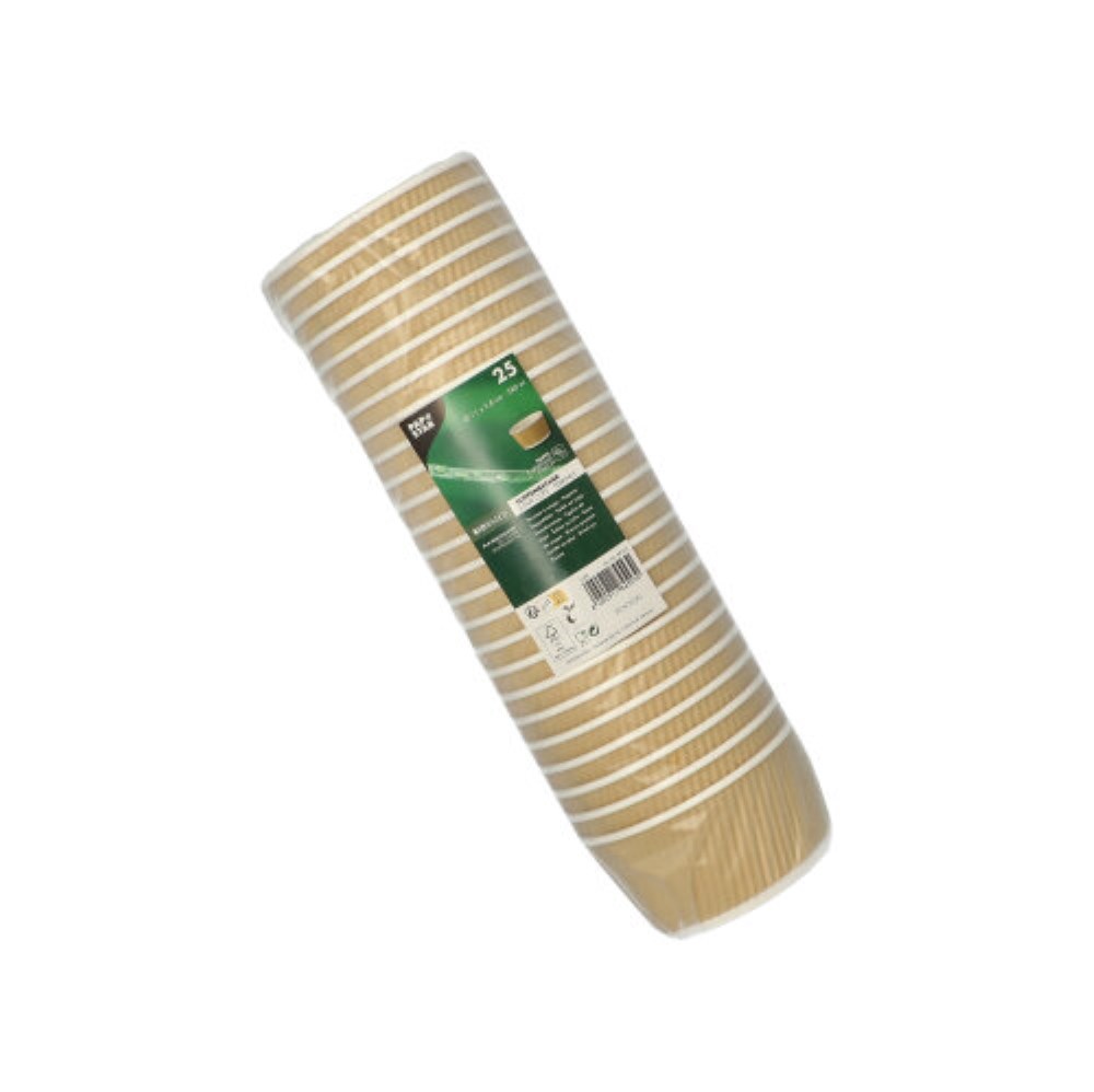 25 Suppenbecher, Pappe 380 ml Ø 11 cm · 5,8 cm braun/weiss Ripple Wall