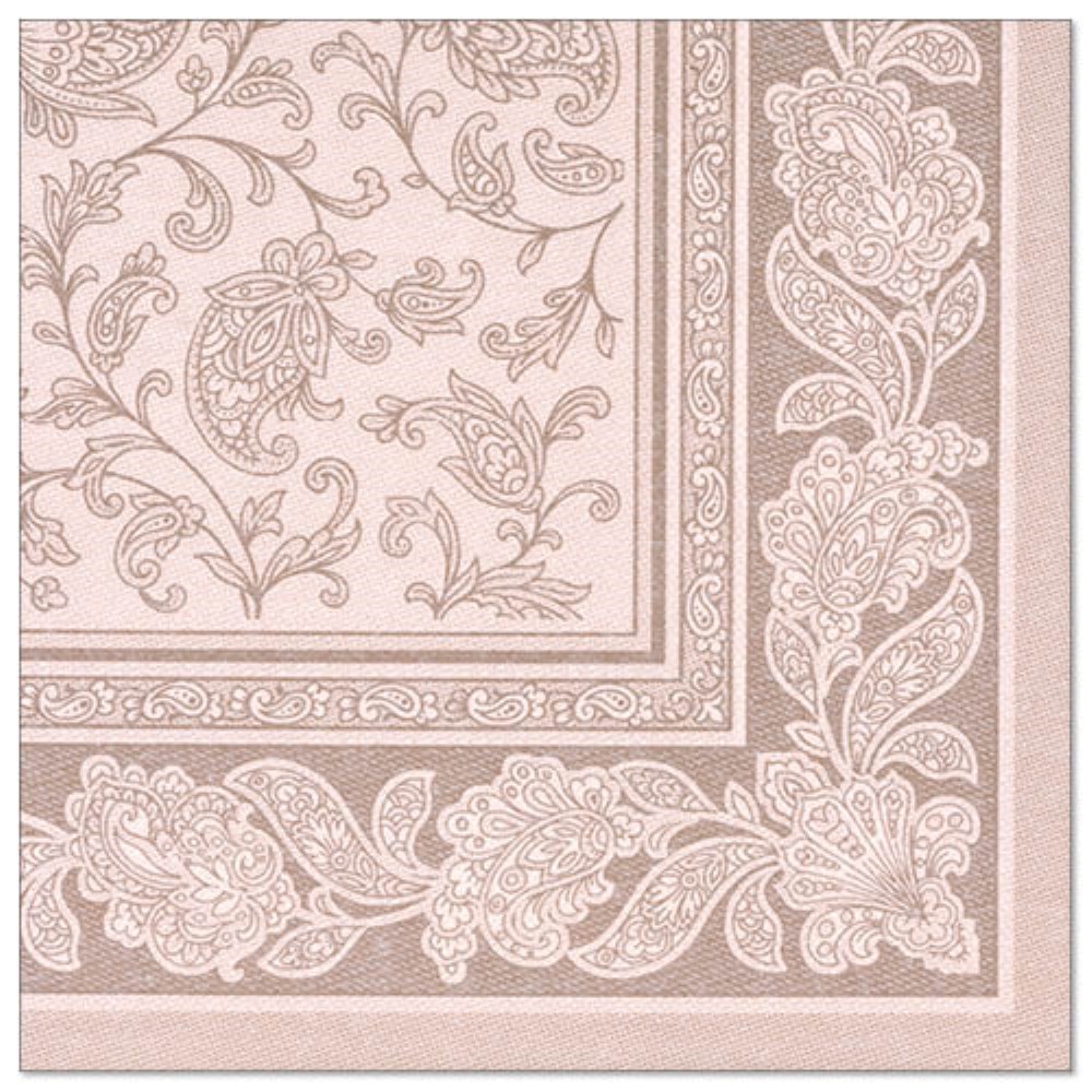 50 Servietten "ROYAL Collection" 1/4-Falz 40 cm x 40 cm mocca "Ornaments"