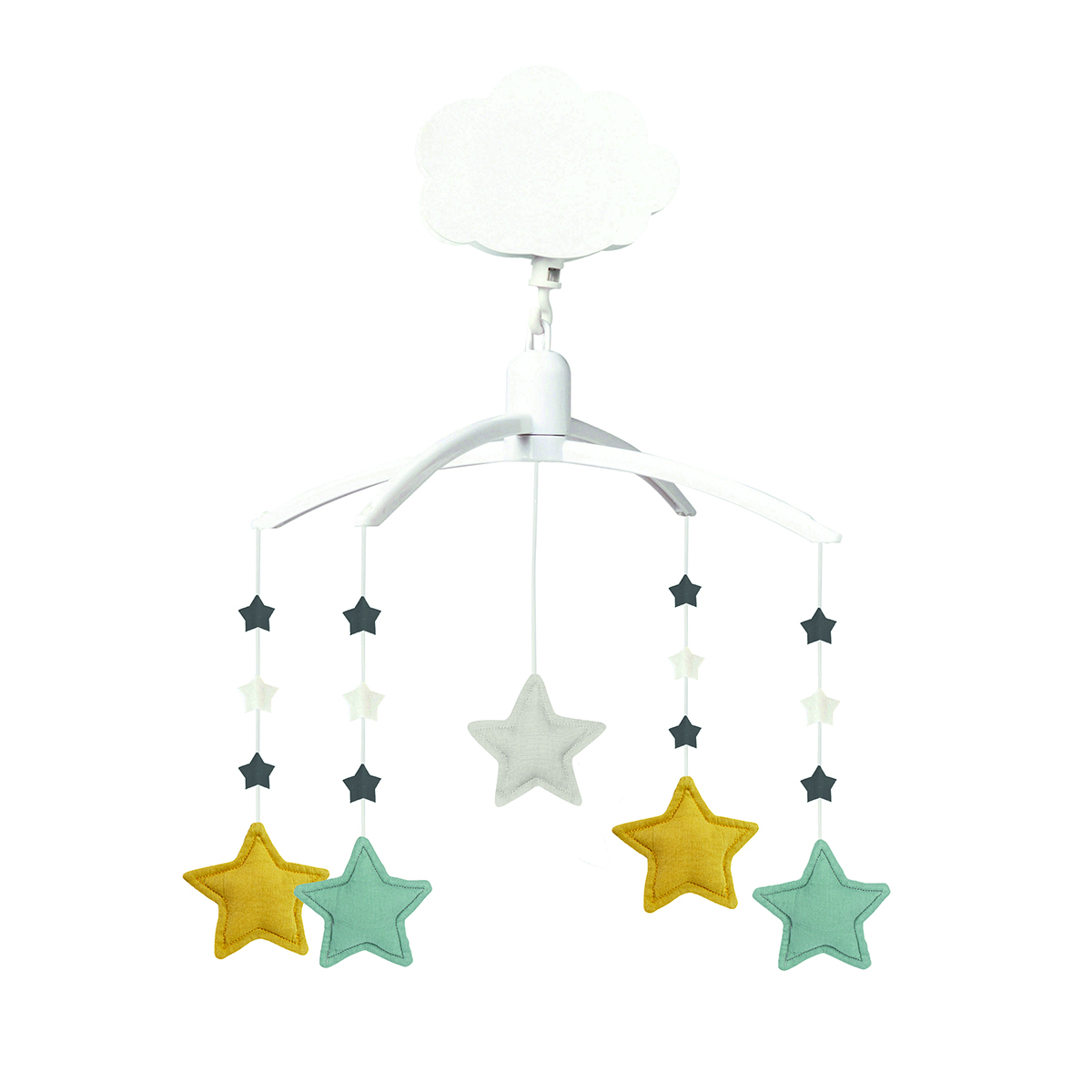 Musik Mobile Sternen - Celadon Green, Beige & Blue Grey Linen