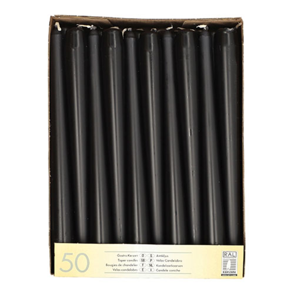 50 Leuchterkerzen Ø 2,2 cm · 25 cm schwarz