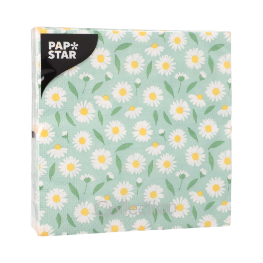 20 Servietten, 3-lagig 1/4-Falz 33 cm x 33 cm "Lots of Daisies"