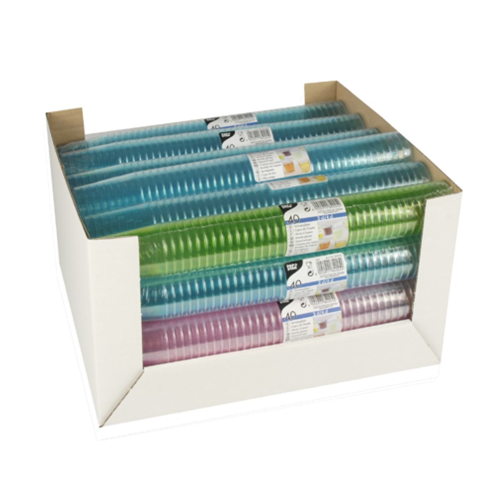 40 Gläser für Schnaps, PS 4 cl Ø 4,2 cm · 5,2 cm farbig sortiert 40 Gläser für Schnaps, PS 4 cl Ø 4,2 cm · 5,2 cm farbig sortiert