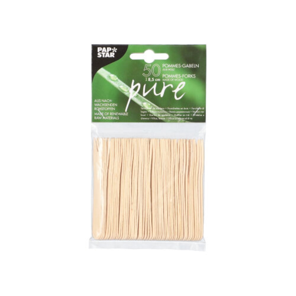 50 Pommes-Frites-Gabeln, Holz "pure" 8,5 cm 50 Pommes-Frites-Gabeln, Holz "pure" 8,5 cm