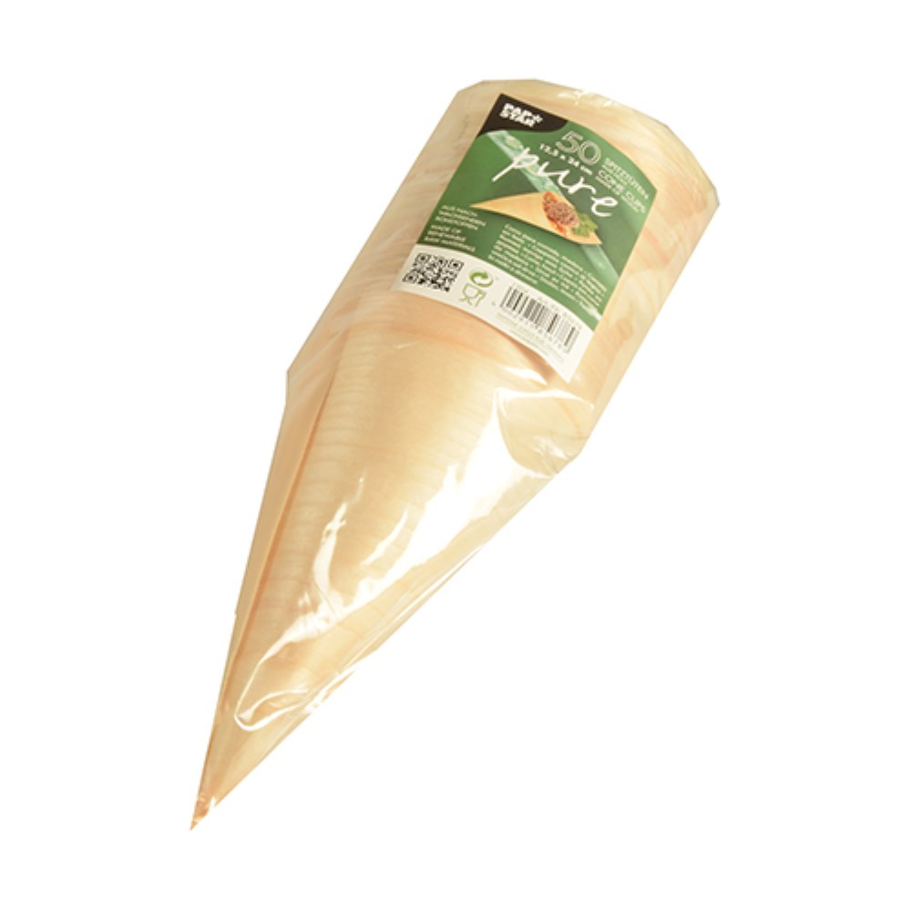 50 Fingerfood - Spitztüten, Holz "pure" Ø 12,5 cm · 24 cm