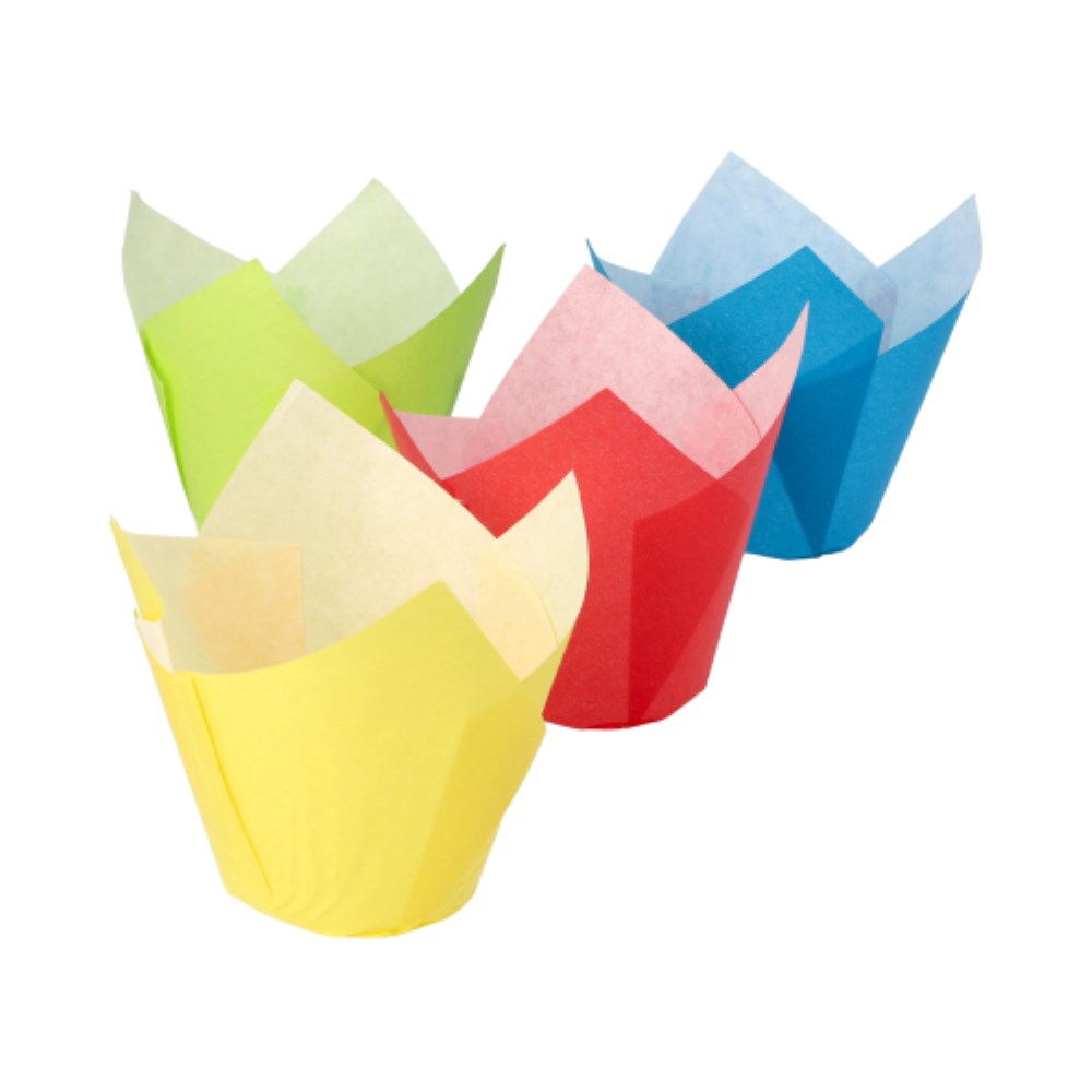 24 Backförmchen Ø 5 cm · 8,5 cm farbig sortiert "Tulip"