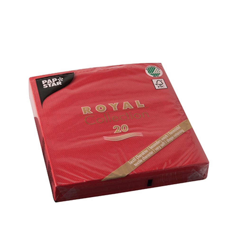 20 Servietten "ROYAL Collection" 1/4-Falz 33 cm x 33 cm rot
