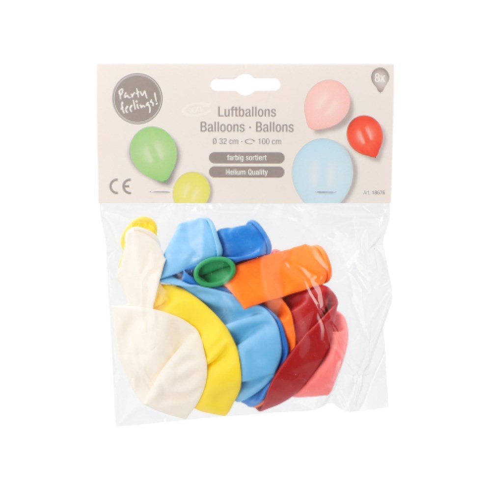 8 Luftballons Ø 32 cm farbig sortiert