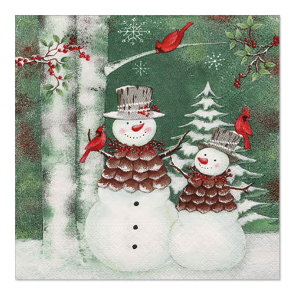 20 Servietten, 3-lagig 1/4-Falz 33 cm x 33 cm "Forest Snowmen"