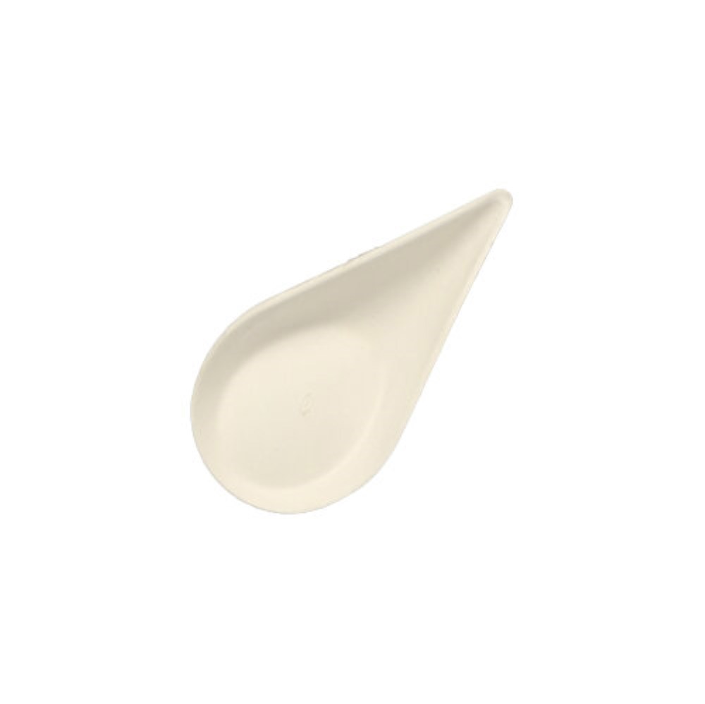 12 Fingerfood - Teller, Zuckerrohr "pure" 10,5 cm x 5,7 cm weiss "Drop"