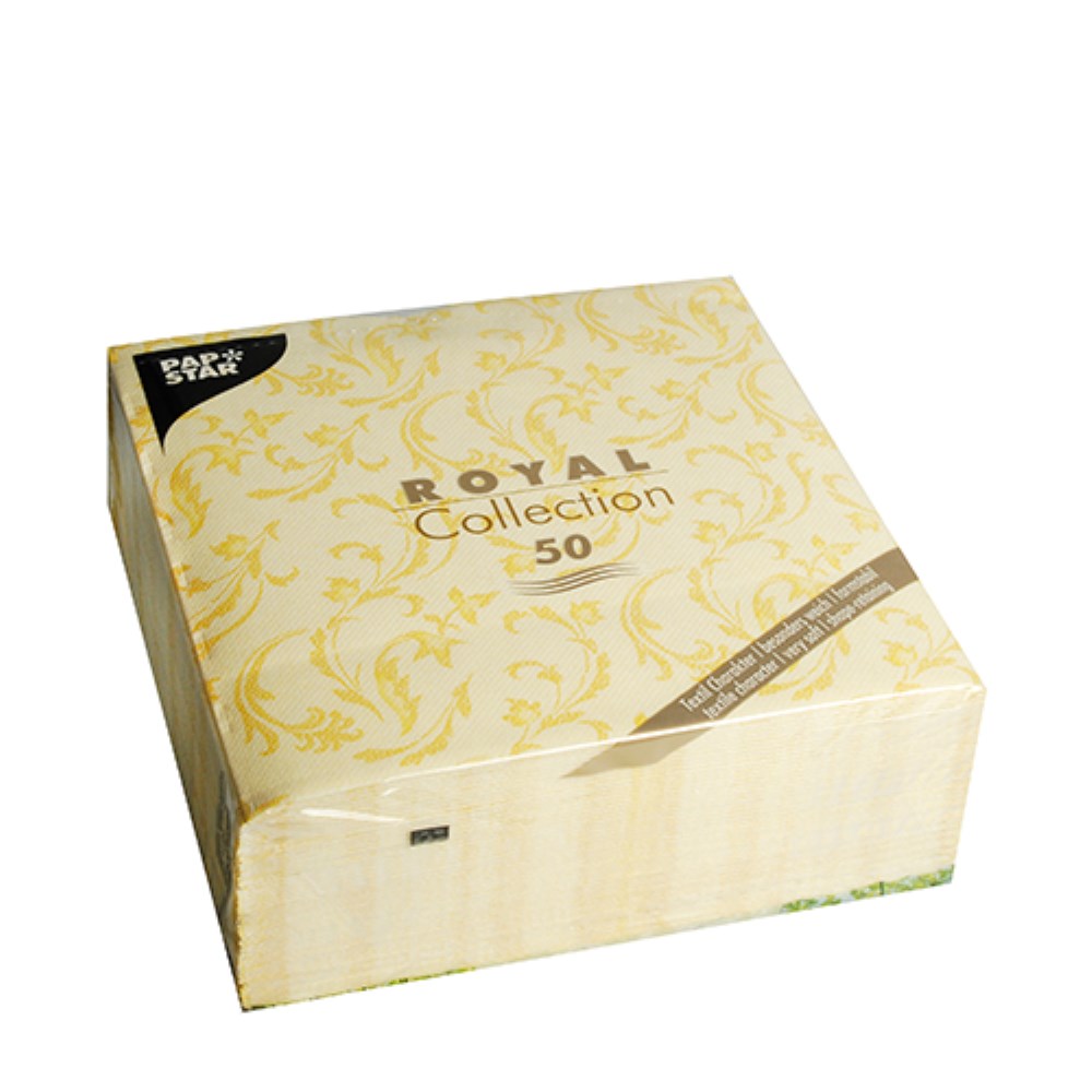 50 Servietten "ROYAL Collection" 1/4-Falz 40 cm x 40 cm gelb "Damascato"
