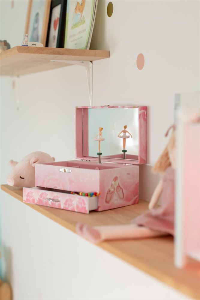 Phosphoreszierende Schmuck Spieldose Tänzerin Rosa - Leuchtet in der Nacht
