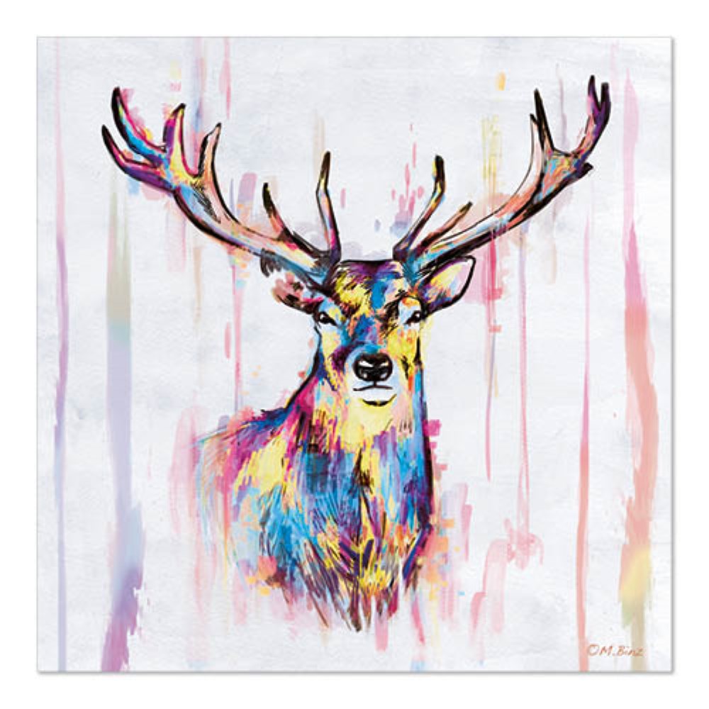 20 Servietten, 3-lagig 1/4-Falz 33 cm x 33 cm "Colourful Deer"