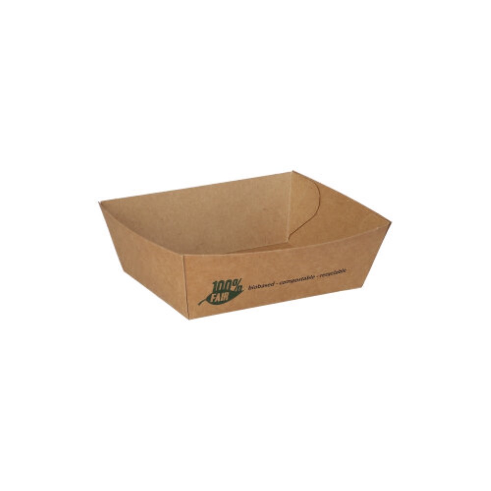 80 Snacktrays, Pappe "pure" 3,5 cm x 7 cm x 9 cm braun "100% Fair" klein