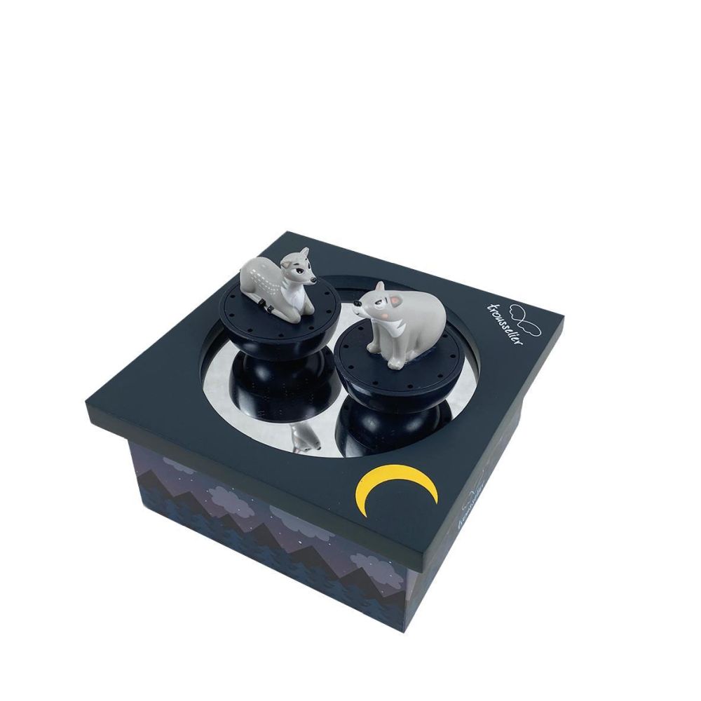 Dancing Music Box Deer & Bear in Forest