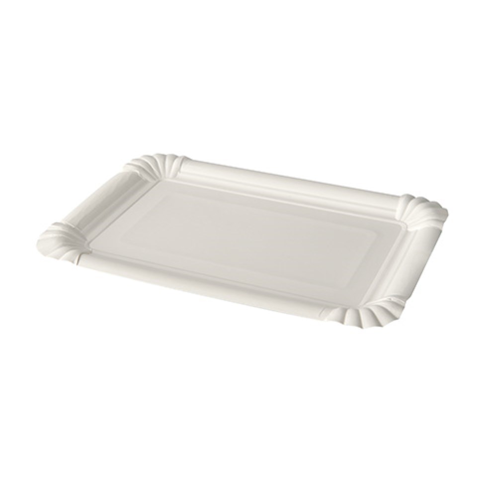 12 Teller, Pappe "pure" eckig 13 cm x 20 cm weiss