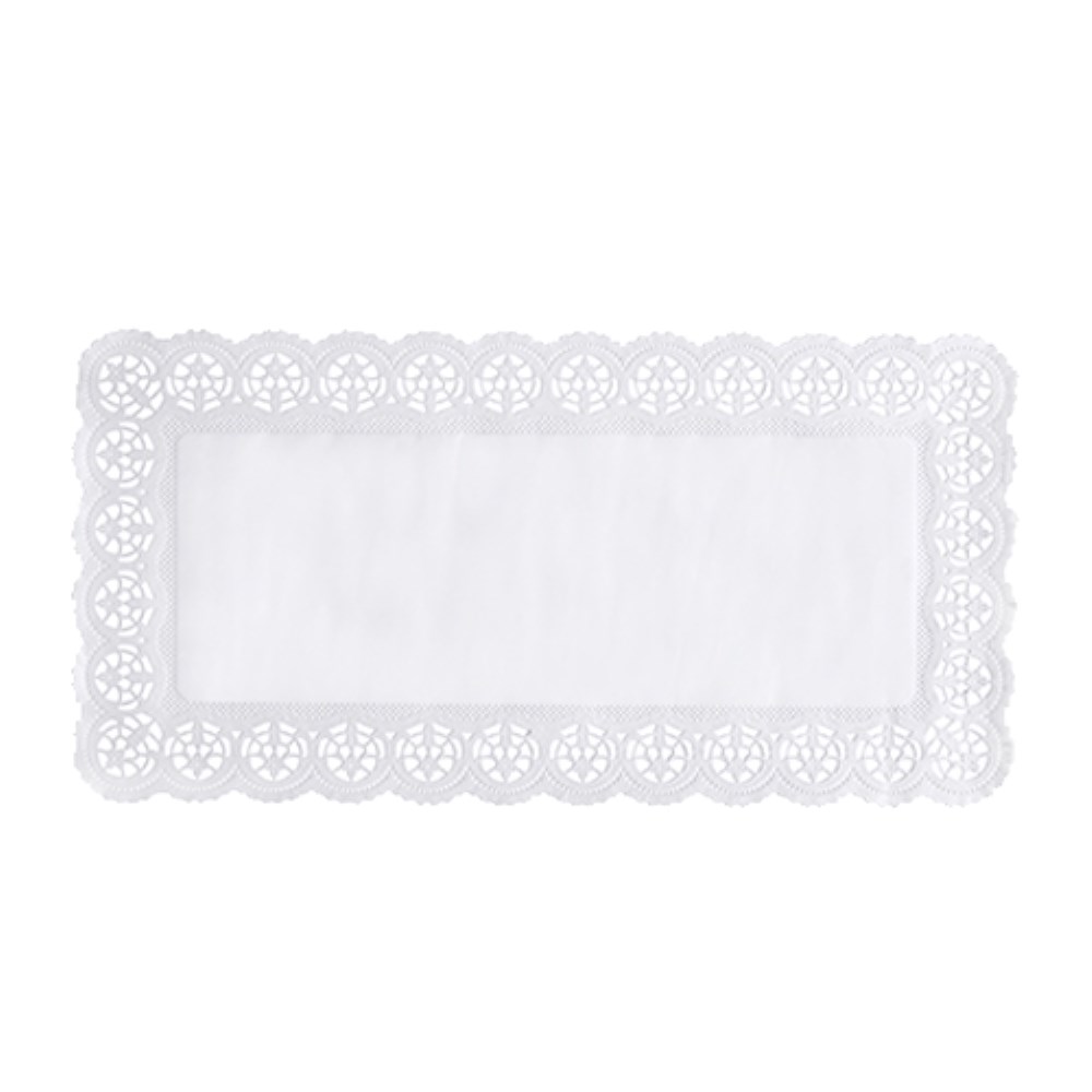 6 Spitzenpapiere eckig 40 cm x 20 cm weiss