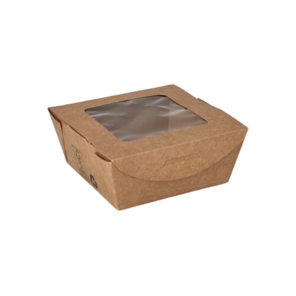 40 Feinkostboxen Pappe "pure" eckig 350 ml 4,5 cm x 9 cm x 9 cm braun "100% Fair"