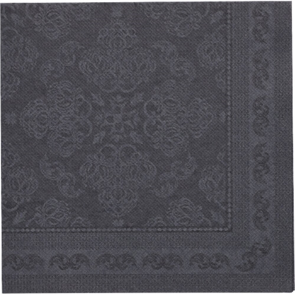 50 Servietten "ROYAL Collection" 1/4-Falz 40 cm x 40 cm schwarz "Arabesque"