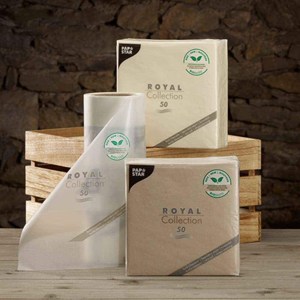50 Servietten "ROYAL Collection" 1/4-Falz 40 cm x 40 cm champagner in Papierverpackung